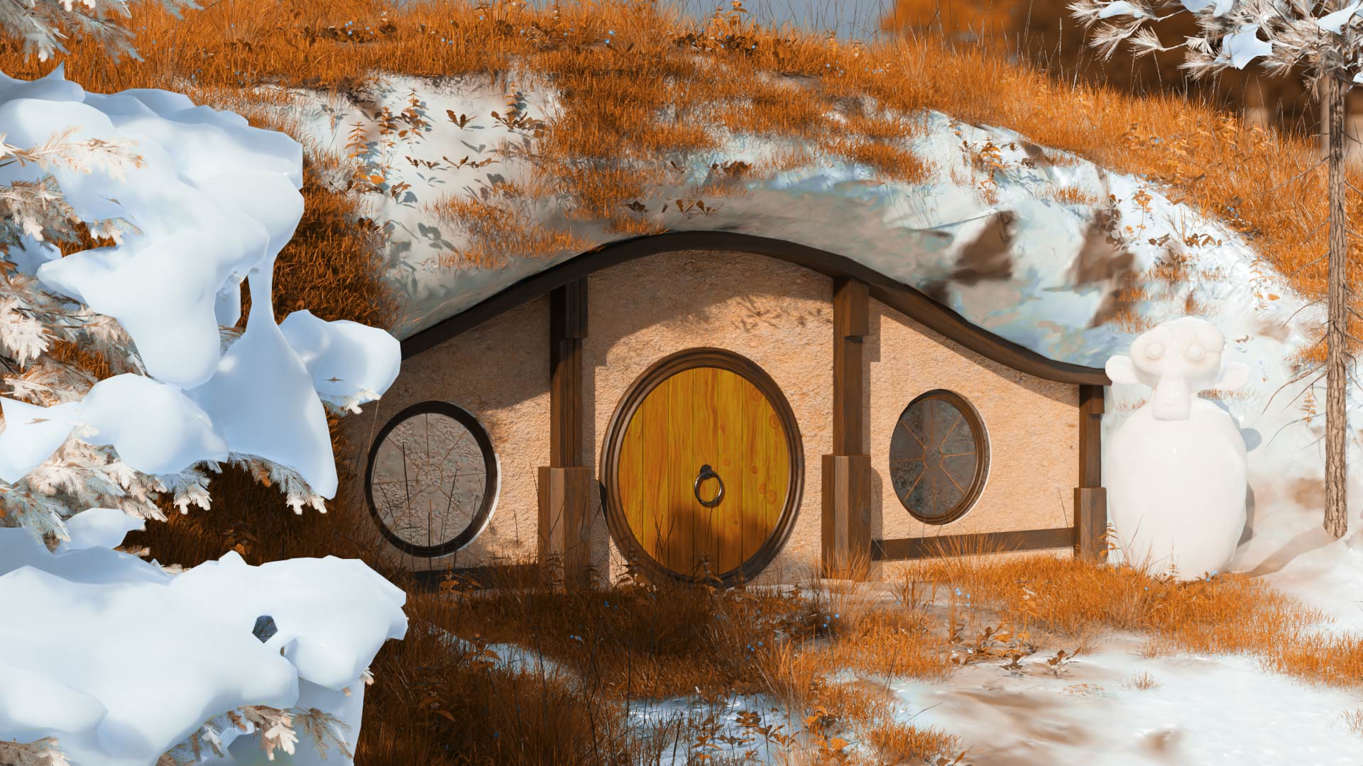 Maison de Hobbit Hivernale